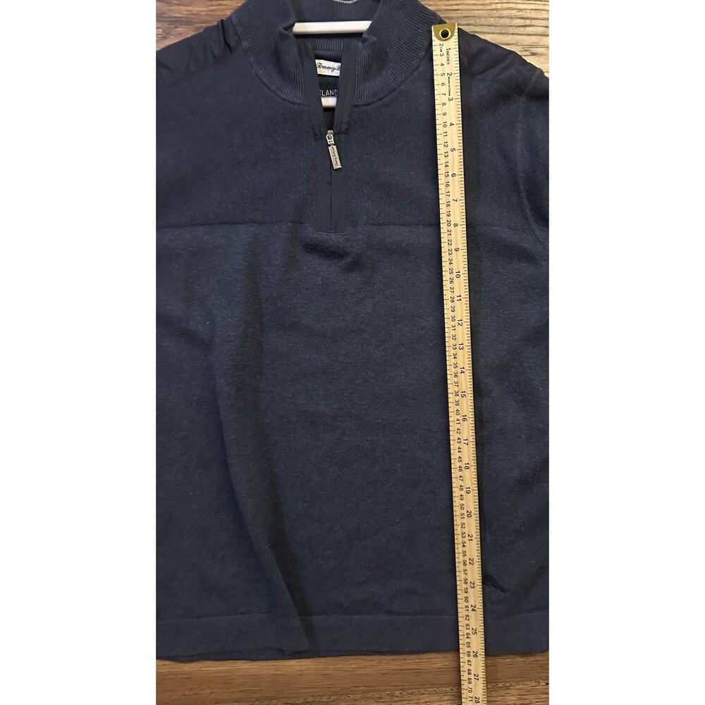 Tommy Bahama Quarter Zip Mens Large Blue Knit Long Sleeve Pullover Sweatshirt - Picture 8 of 9